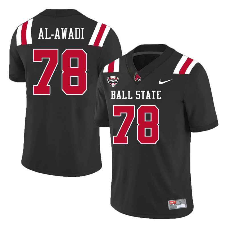 Ball State Cardinals #78 Yaser Al-Awadi College Football Jerseys Stitched-Black